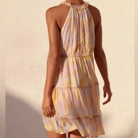 NWT Anthropologie PQ Swim Sleeveless Mini Dress Size M/L Yellow Pink - Picture 2 of 5